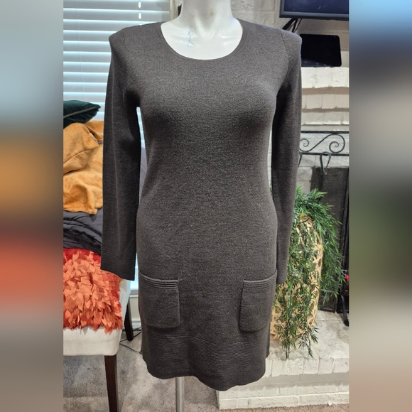 Adrienne Vittadini Charcoal Long Sleeve Dress - Picture 2 of 9